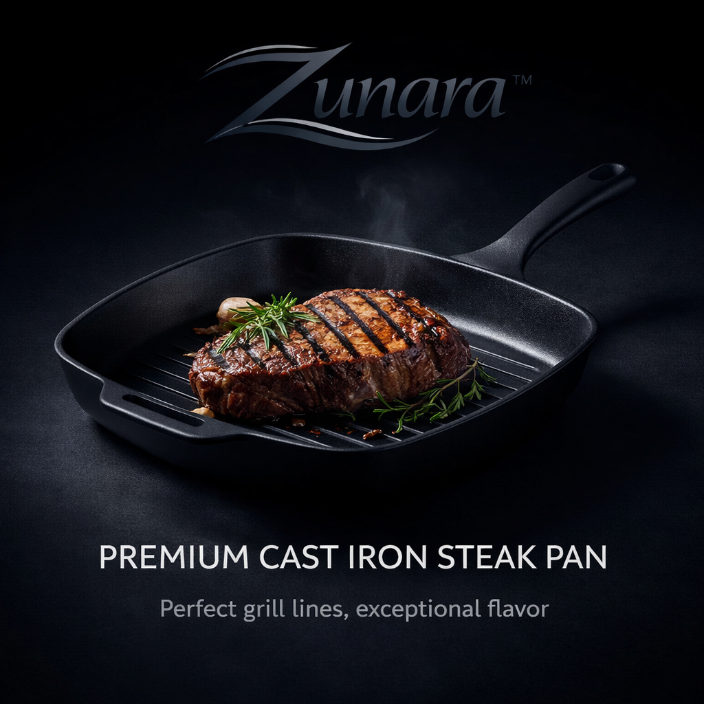 Zunara™ Premium Cast Iron Steak Pan